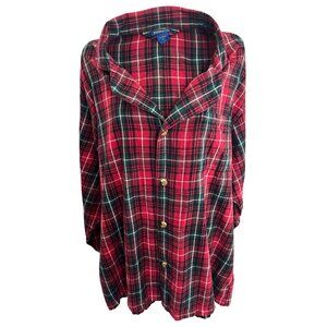 Pendleton Red & Green Plaid Button-Up Long Sleeve Shirt L